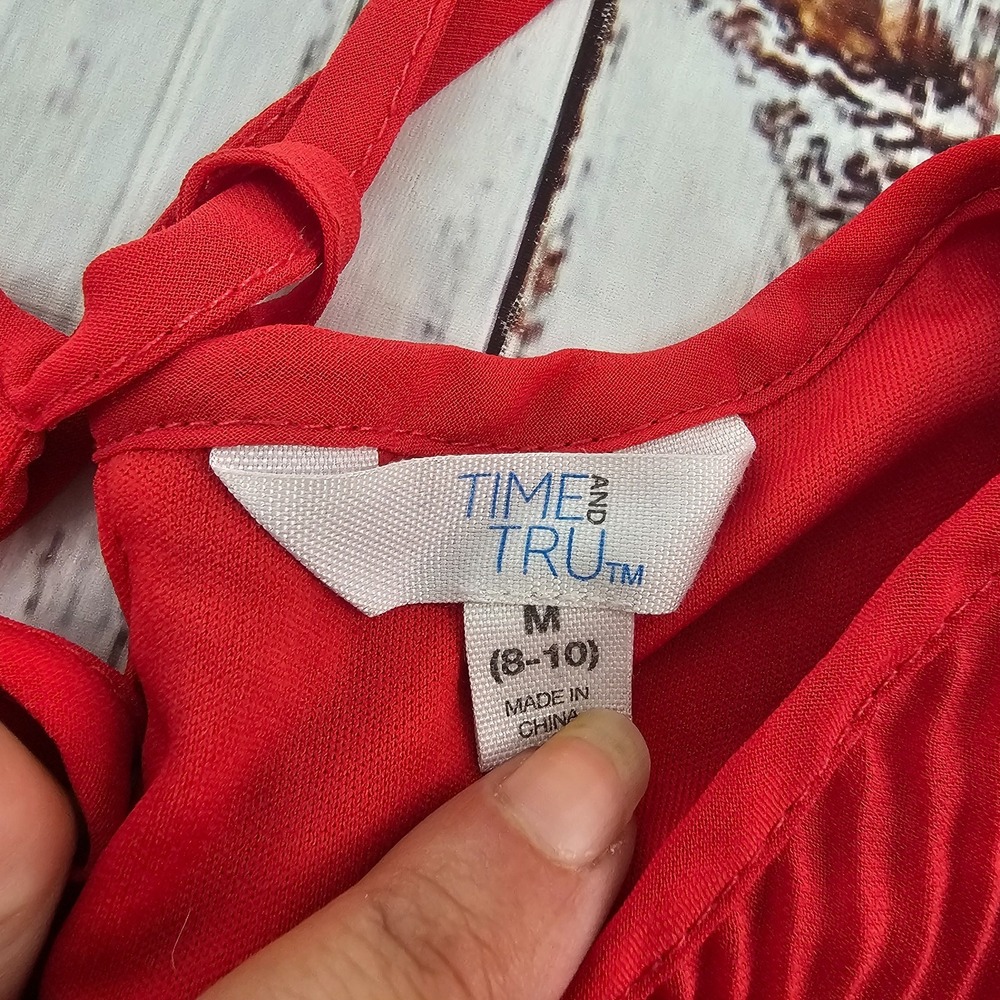 Time and True Red Accordian Pleat Sleeveless Swing Top Women's M - Picture 7 of 9